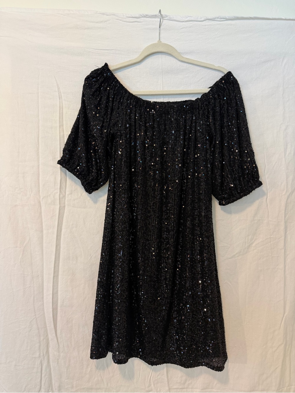 Venus Black Sequin Babydoll Dress Sz M